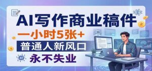 AI写作商业稿件，一小时5张+，普通人新风口，永不失业-宝藏屋创业网