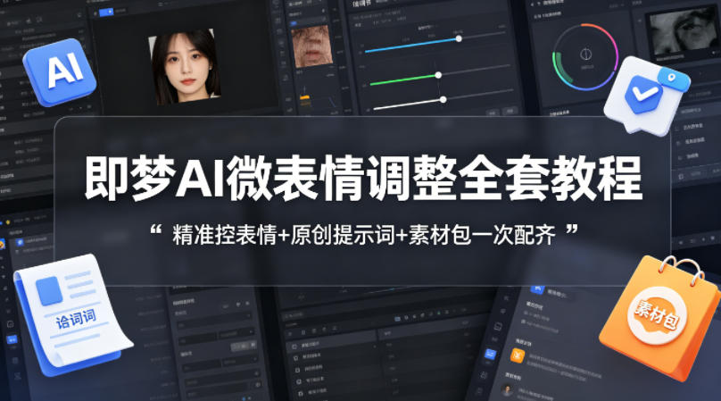 即梦AI微表情调整全套教程，精准控表情+原创提示词+素材包一次配齐-宝藏屋创业网