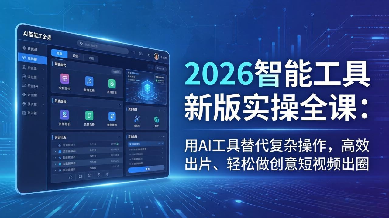 2026智能工具新版实操全课：用AI工具替代复杂操作，高效出片、轻松做创意短视频出圈-宝藏屋创业网