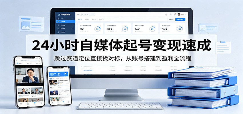 24小时自媒体起号变现速成，跳过赛道定位直接找对标，从账号搭建到盈利全流程-宝藏屋创业网