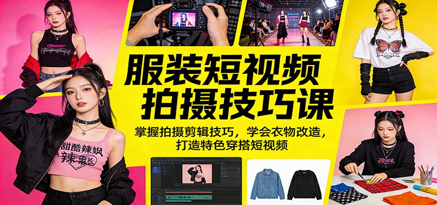 服装短视频拍摄技巧课：掌握拍摄剪辑技巧，学会衣物改造，打造特色穿搭短视频-宝藏屋创业网