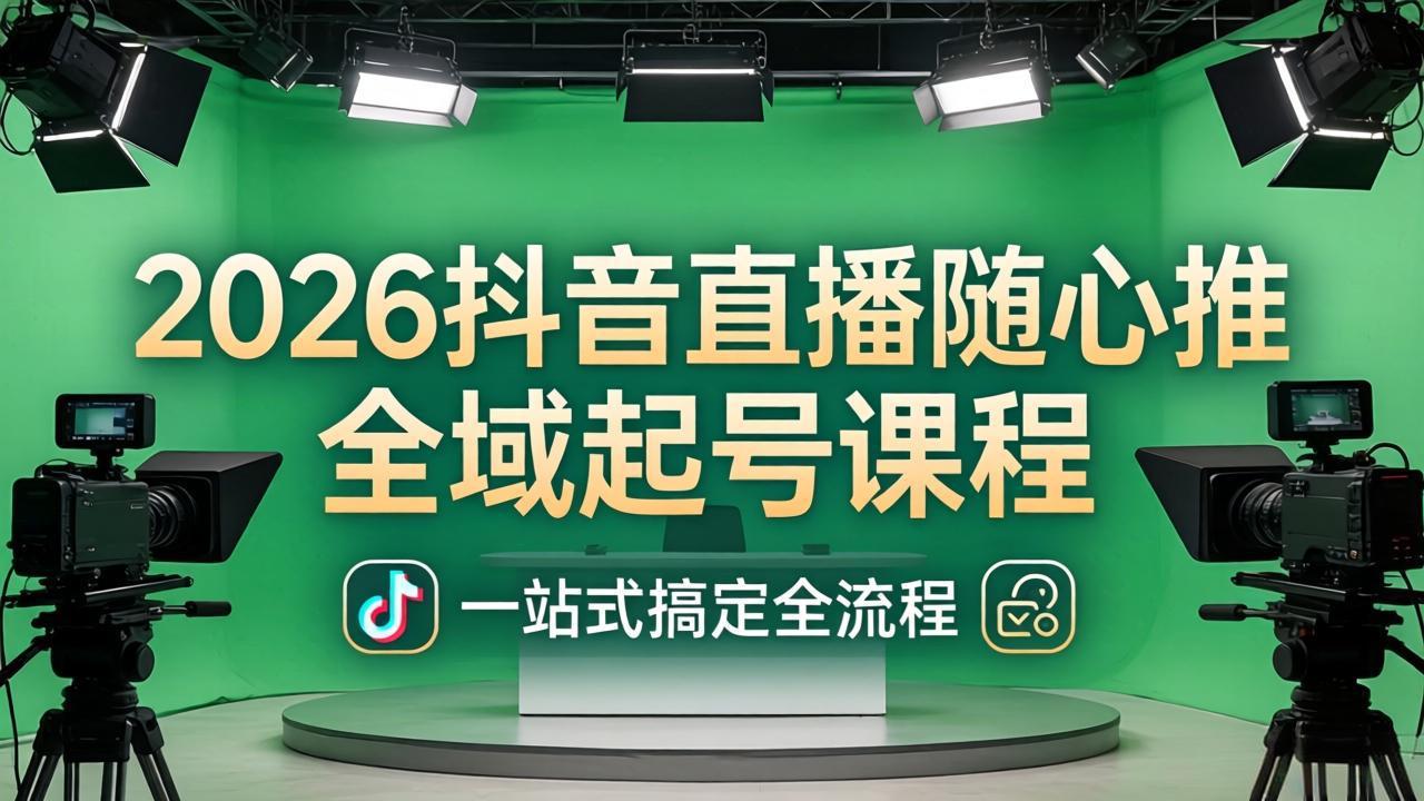2026抖音直播随心推全域起号课程：一站式搞定直播起号、稳号、放量全流程(更新4月-宝藏屋创业网