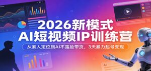 2026新模式AI短视频IP训练营：从素人定位到AI不露脸带货，3天暴力起号变现-宝藏屋创业网