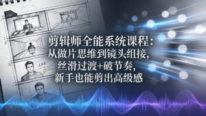 剪辑师全能系统课程：从做片思维到镜头组接，丝滑过渡+破节奏，新手也能剪出高级感-宝藏屋创业网