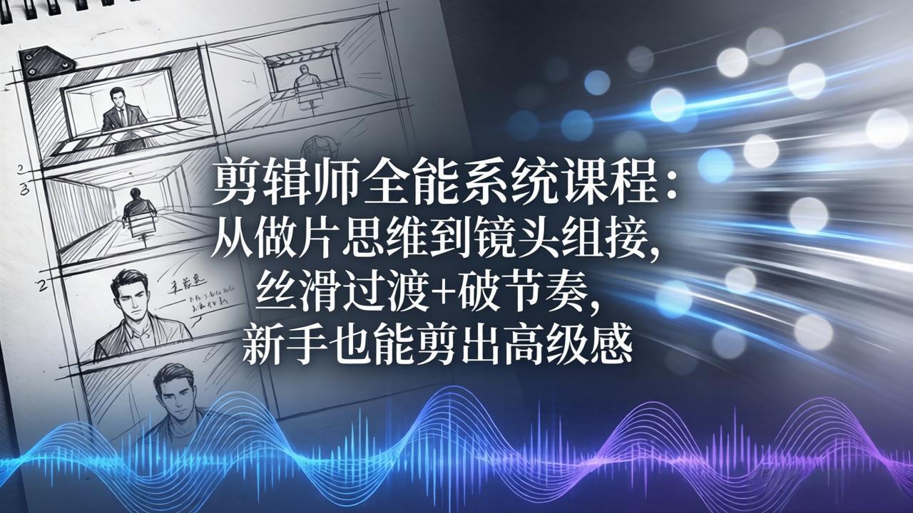 剪辑师全能系统课程：从做片思维到镜头组接，丝滑过渡+破节奏，新手也能剪出高级感-宝藏屋创业网