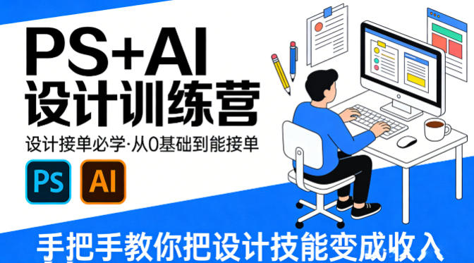 设计接单必学，PS+AI设计训练营，从0基础到能接单，手把手教你把设计技能变成收入-宝藏屋创业网