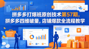 拼多多打爆班原创技术第57期，拼多多四维破量，店铺爆款全流程教学-宝藏屋创业网