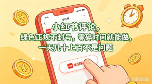 小红书评论，绿色正规不封号，零碎时间就能做，一天几十上百不是问题【揭秘】-宝藏屋创业网