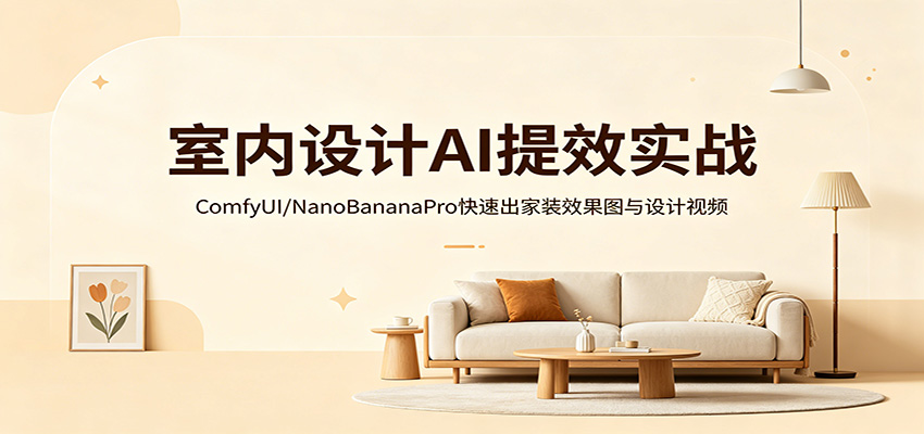 室内设计AI提效实战：ComfyUI/NanoBananaPro快速出家装效果图与设计视频-宝藏屋创业网