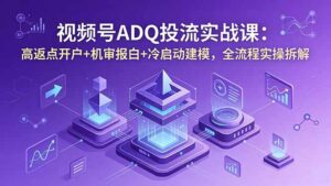 视频号ADQ投流实战课:高返点开户+机审报白+冷启动建模,全流程实操拆解-宝藏屋创业网