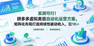 实测可行!拼多多虚拟类目自动化运营方案,矩阵化布局打造持续性被动收入,日1K+【揭秘】-宝藏屋创业网