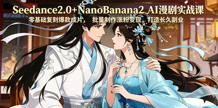 Seedance2.0+NanoBanana2 AI漫剧实战课，零基础复刻爆款成片涨粉变现，打造长久副业收益-宝藏屋创业网