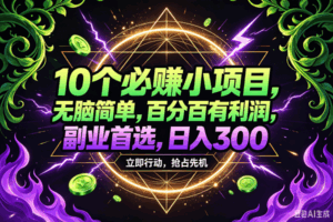 （18647期）10个必赚米的小项目，百分百赚米，无脑简单，副业首选，日入210+-宝藏屋创业网