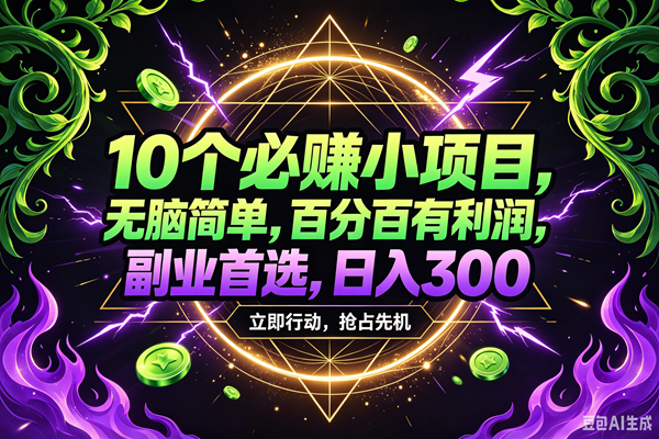（18647期）10个必赚米的小项目，百分百赚米，无脑简单，副业首选，日入210+-宝藏屋创业网