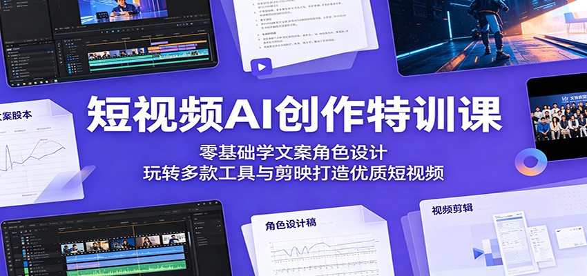 短视频AI创作特训课：零基础学文案角色设计，玩转多款工具与剪映打造优质短视频-宝藏屋创业网