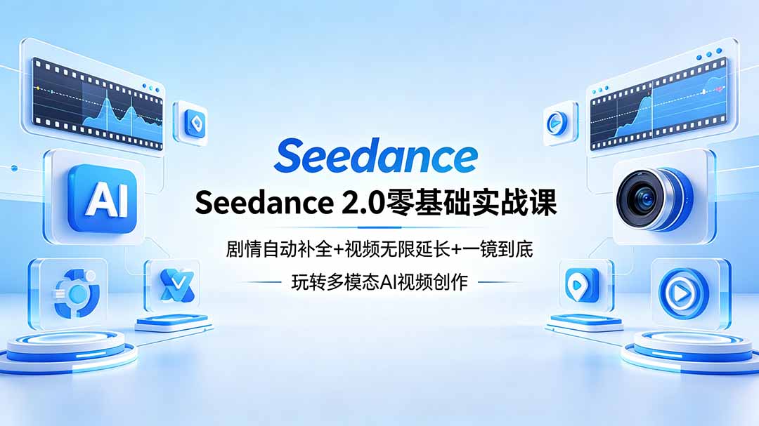 Seedance 2.0零基础实战课：剧情自动补全+视频无限延长+一镜到底：玩转多模态AI视频创作-宝藏屋创业网