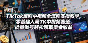 TikTok短剧中视频全流程实操教学，零基础入局TK中视频赛道，批量做号轻松賺取美金收益-宝藏屋创业网