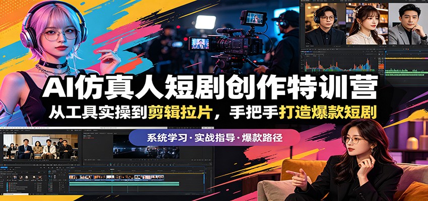 AI仿真人短剧创作特训营：从工具实操到剪辑拉片，手把手打造爆款短剧-宝藏屋创业网
