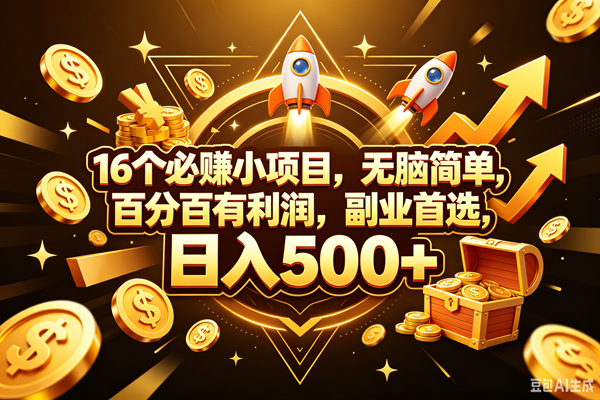 （18440期）16个必赚钱的小项目，百分百赚米，无脑简单，副业首选，日入300+-宝藏屋创业网
