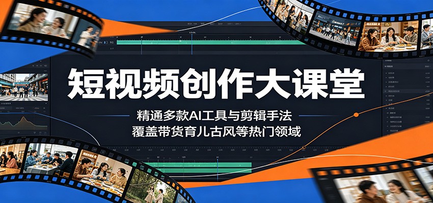 短视频创作大课堂：精通多款AI工具与剪辑手法，覆盖带货、育儿、古风等热门领域-宝藏屋创业网