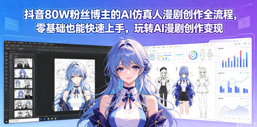 抖音80W粉丝博主的AI仿真人漫剧创作全流程，零基础也能快速上手，玩转AI漫剧创作变现-宝藏屋创业网