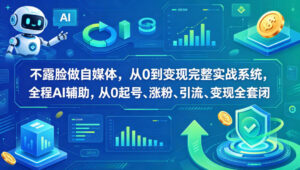 不露脸做自媒体，从0到变现完整实战系统，全程AI辅助，从0起号、涨粉、引流、变现全套闭环-宝藏屋创业网
