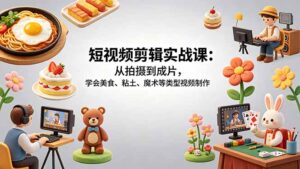 短视频剪辑实战课：从拍摄到成片，学会美食、粘土、魔术等类型视频制作-宝藏屋创业网