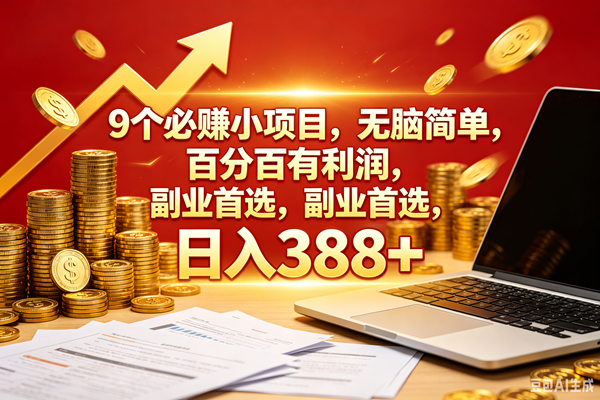 （18597期）9个必赚钱的小项目，百分百赚米，无脑简单，副业首选，日入388+-宝藏屋创业网