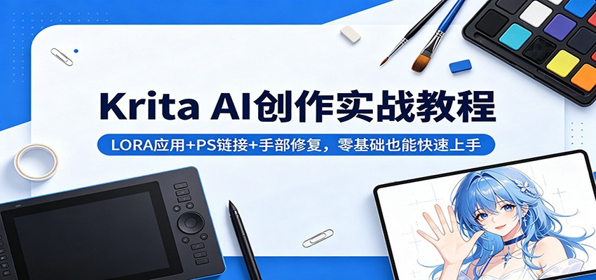 Krita AI创作实战教程：LORA应用+PS链接+手部修复，零基础也能快速上手-宝藏屋创业网