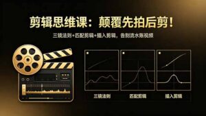 剪辑思维课：颠覆先拍后剪！三镜法则+匹配剪辑+插入剪辑，告别流水账视频-宝藏屋创业网