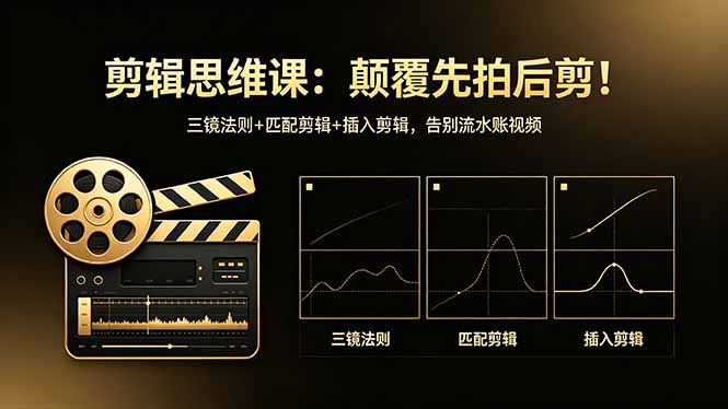 剪辑思维课：颠覆先拍后剪！三镜法则+匹配剪辑+插入剪辑，告别流水账视频-宝藏屋创业网
