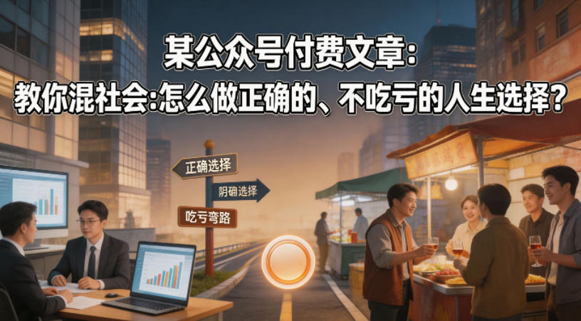 某公众号付费文章：教你混社会：怎么做正确的、不吃亏的人生选择？-宝藏屋创业网