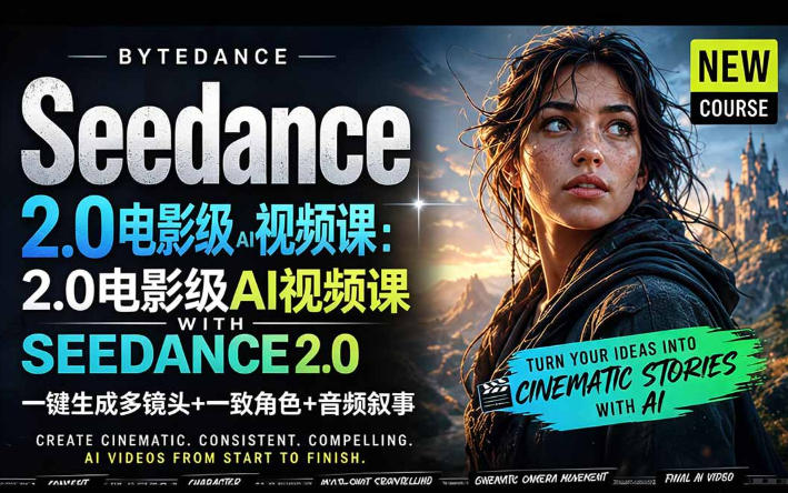 字节跳动的Seedance 2.0 AI电影视频生成制作教程，一键生成多镜头+一致角色+音频叙事-中英字幕-宝藏屋创业网