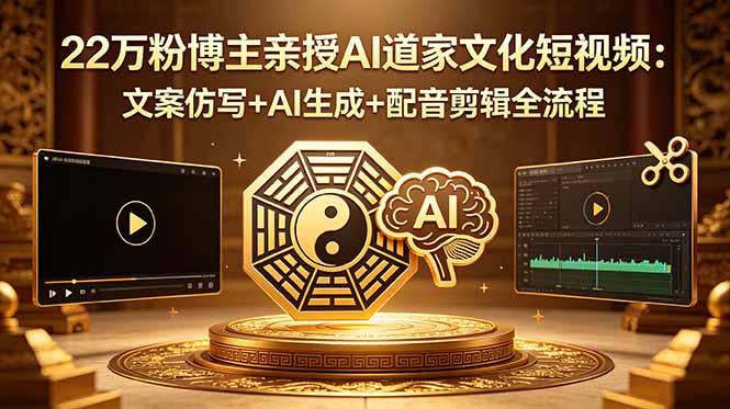 22万粉博主亲授AI道家文化短视频：文案仿写+AI生成+配音剪辑全流程-宝藏屋创业网