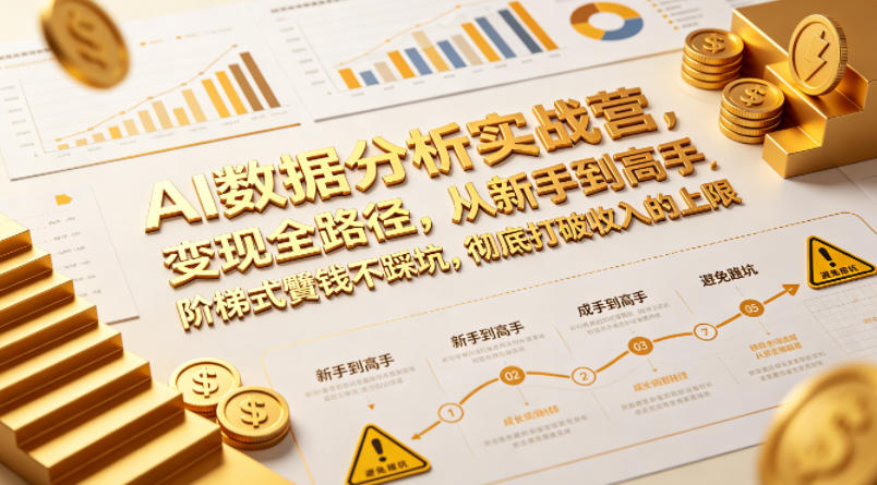 AI数据分析实战营，变现全路径，从新手到高手，阶梯式賺钱不踩坑，彻底打破收入的上限-宝藏屋创业网