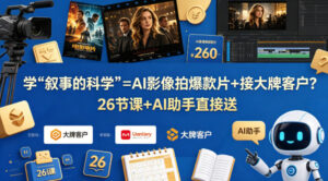 学《叙事的科学》=AI影像拍爆款片+接大牌客户？26节课+AI助手直接送【原创双语字幕】-宝藏屋创业网