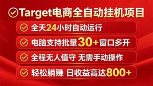 Target电商全自动挂机项目全天自动运行电脑可批量30+窗口运行日收益入800+-宝藏屋创业网
