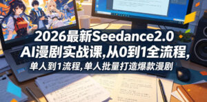2026最新Seedance2.0 AI漫剧实战课,,从0到1全流程,单人批量打造爆款漫剧-宝藏屋创业网