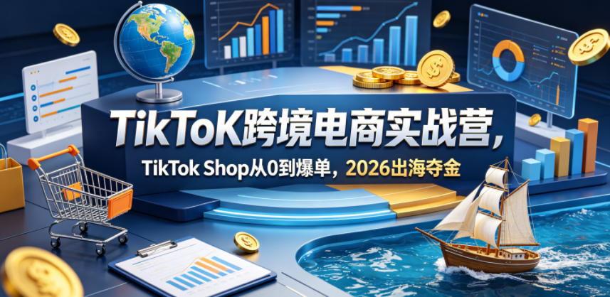 TikToK跨境电商实战营，TikTok Shop从0到爆单，2026出海夺金-宝藏屋创业网