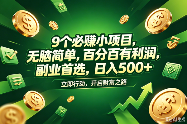 （18562期）9个必赚钱的小项目，百分百赚米，无脑简单，副业首选，日入398+-宝藏屋创业网