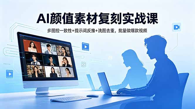 AI颜值素材复刻实战课，多图控一致性+提示词反推+洗图去重，批量做爆款视频-宝藏屋创业网