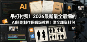 吊打付费！2026最新最全最细的AI短剧制作保姆级教程！附全部资料包-宝藏屋创业网