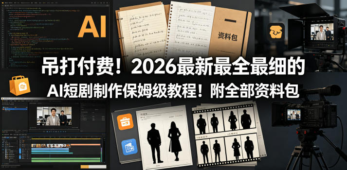 吊打付费！2026最新最全最细的AI短剧制作保姆级教程！附全部资料包-宝藏屋创业网