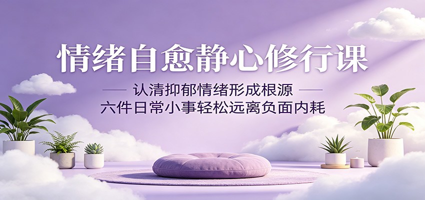 情绪自愈静心修行课：认清抑郁情绪形成根源，六件日常小事轻松远离负面内耗-宝藏屋创业网
