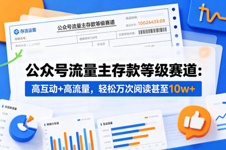 公众号流量主之存款等级赛道，高互动+高流量，轻松达到万次阅读，甚至10w+-宝藏屋创业网