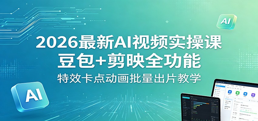 2026最新AI视频实操课：豆包+剪映全功能，特效卡点动画批量出片教学-宝藏屋创业网