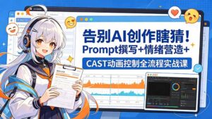 告别AI创作瞎猜!Prompt撰写+情绪营造+CAST动画控制全流程实战课-宝藏屋创业网