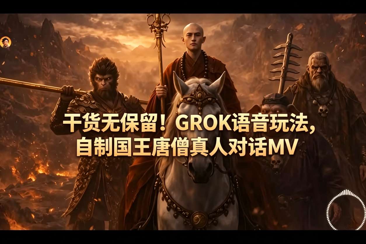 干货无保留！GROK语音玩法，自制国王唐僧真人对话MV-宝藏屋创业网
