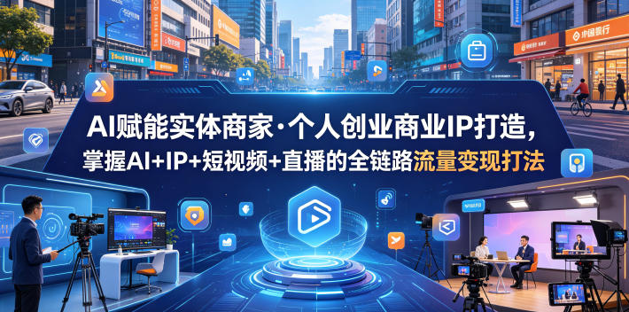 AI赋能实体商家·个人创业商业IP打造，掌握AI+IP+短视频+直播的全链路流量变现打法-宝藏屋创业网