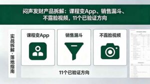（18447期）付费文章：闷声发财产品拆解：课程变App、销售漏斗、不露脸视频，11个已验证方向-宝藏屋创业网